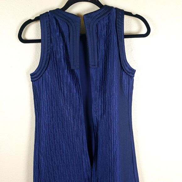 Emporio armani Women's Navy Blue Textured Zip Up Designer Elegant Chic Dress XS - Picture 5 of 10